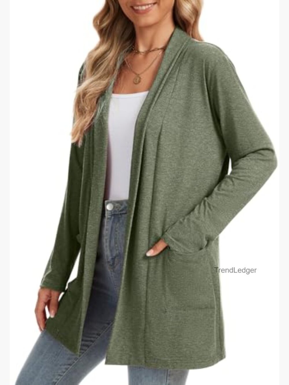 Womens Cardigan Long Sleeve Lightweight with Pockets Business Casual - Picture 4 of 6